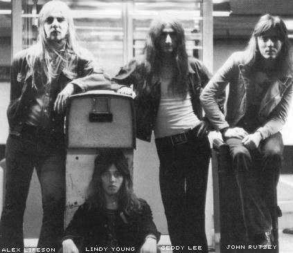 An early photo of Rush with drummer John Rutsey