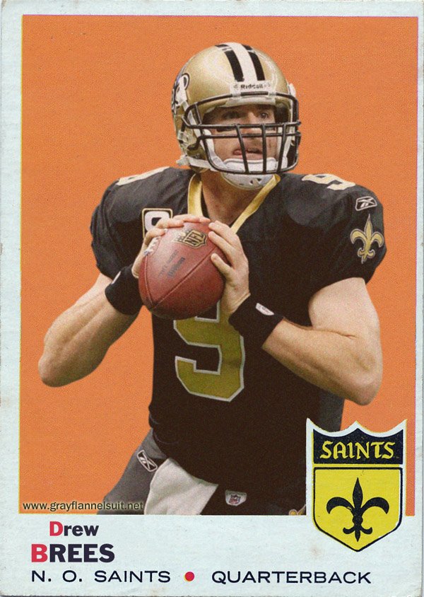 Drew Brees 1969 Topps Retro Football Card