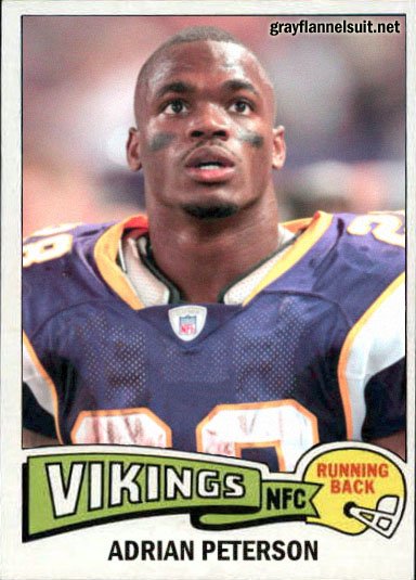 Adrian Peterson (RB, Minnesota Vikings) retro 1975 Topps football card