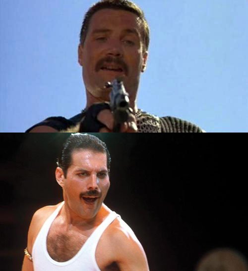 Separated at Birth? (Bennett from ‘Commando’ and '80s Freddie Mercury)