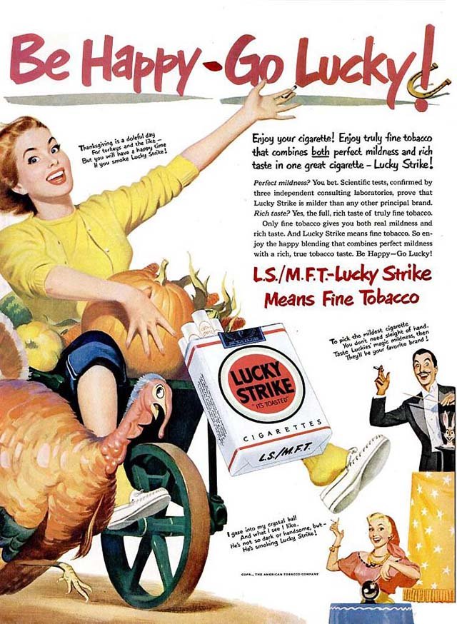 Vintage Thanksgiving ad - Lucky Strike cigarettes (1950)