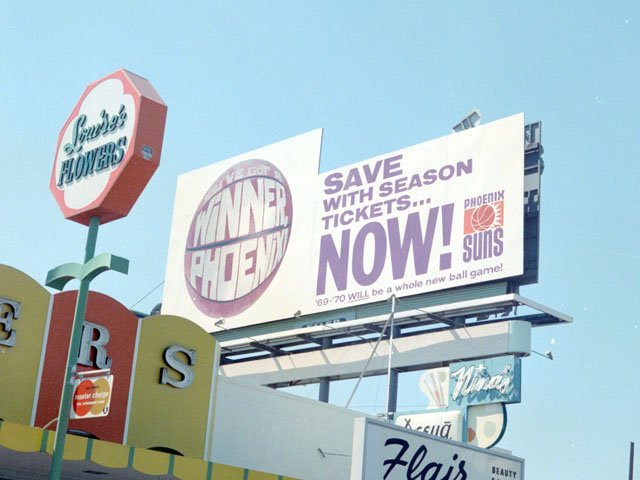 Vintage 1969-70 Phoenix Suns NBA billboard ad