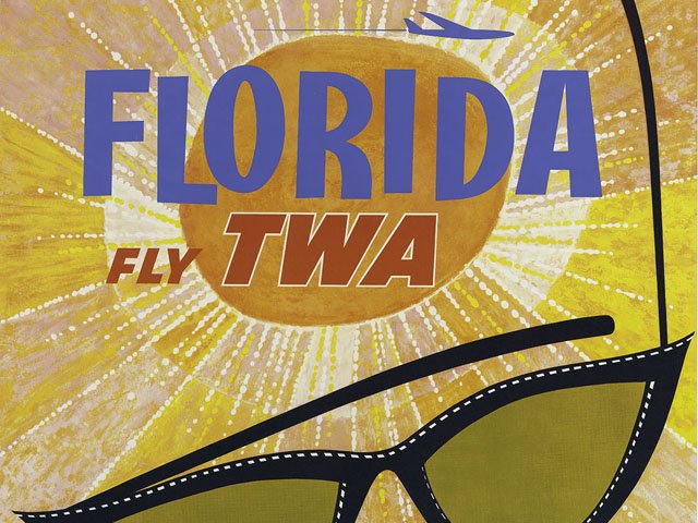 Vintage Airline Travel Poster / TWA - Florida