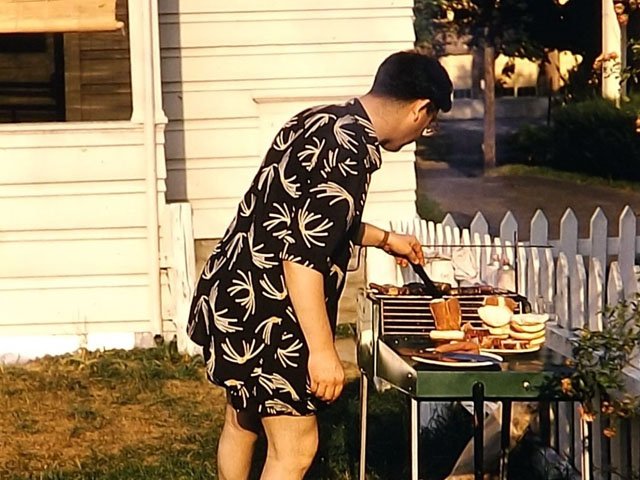 Cooking out on the grill, 1950s