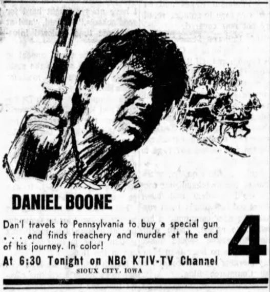 1966 Daniel Boone NBC TV newspaper ad